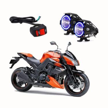Imagem de Par Farol de Milha Angel Eye U7 Azul para Moto Kawasaki Z 1000 2004 20