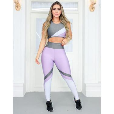 Imagem de Conjunto Esportivo Feminino com Calça Legging e Cropped com Recorte Co