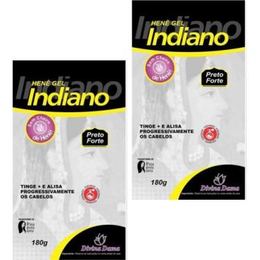 Imagem de Hene em Gel Divina Dama Indiano 02x180gr Preto Forte (Preto Azulado) P