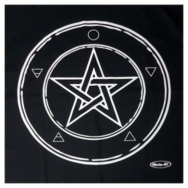 Imagem de Toalha Wicca Pentagrama Toalha Tarô com Brilho Pto/Bco 70CM - Flash