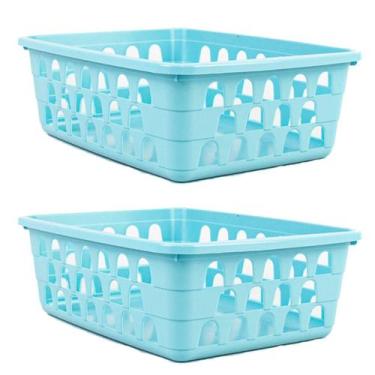Imagem de Kit 2 Cestos Multiuso Organizador Médio Azul 20x15,5x6,5Cm - 123 Organ