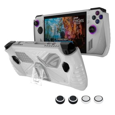 Imagem de KOEBSHPE Capa de silicone para ASUS ROG Ally (2023) com suporte dobrável, acessórios para ROG Ally, incluindo capa antiderrapante e à prova de choque para ROG Ally e 4 tampas de aperto de polegar