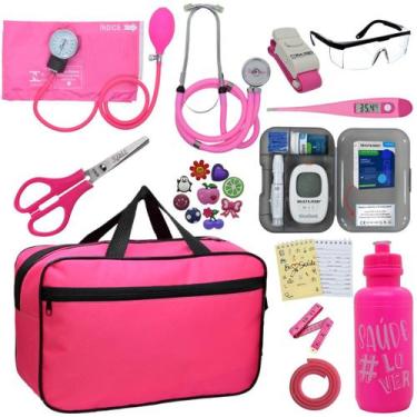 Imagem de Kit Bolsa Aparelho de Pressão Esfigmomanômetro Esteto Medidor Premium 