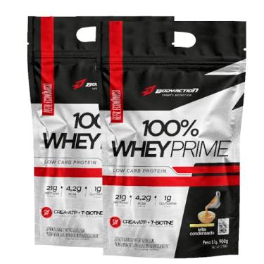 Imagem de Kit 2x Whey 100% Prime Bodyaction 900g Refil - Whey Concentrado - Adoçado com Stevia - LEITE CONDENSADO