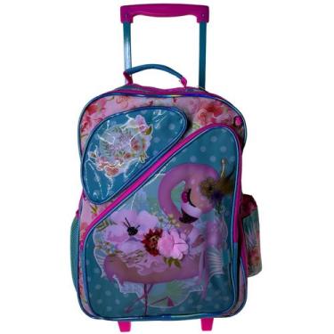 Imagem de Mochila bolsa escolar de rodinha flamingo - CHENSON