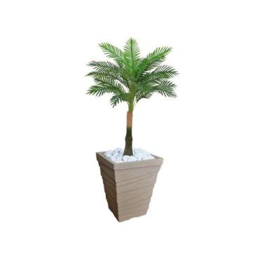 Imagem de Planta Artificial Árvore Palmeira Real Toque 1,2m kit + Vaso Trapezio 