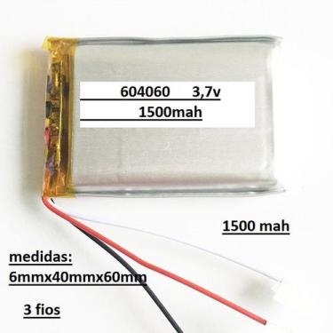 Imagem de Bateria Com 3 Fios 6mmx40mmx60mm 1500mah 604060 3,7v - KMIG