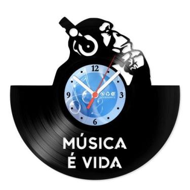 Imagem de Relógio De Parede Disco Vinil Música - Música é vida - VMU-015 - Moder