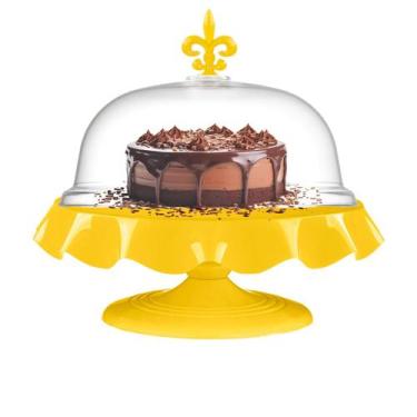 Imagem de Boleira Com Cúpula - Bandeja Para Bolo e Doces - Beva, Amarelo