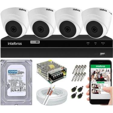 Imagem de Kit Cftv 4 Câmeras Intelbras Dome Vhc 1120 D E Dvr Mhdx
