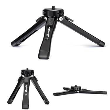 Imagem de Zeadio Mini tripé de metal resistente - tripé universal de mesa pequena para câmera, gimbal, câmera de ação, filmadora, microfone, luz de LED, etc. (carga de 40 kg/88 lb)