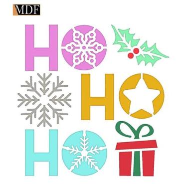 Imagem de Stencil Pintura Natal Hohoho, Poinsétia, Floco e Presente Stnx-039 10x