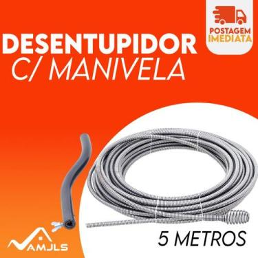 Imagem de Desentupidor Manual 5m a 15m Mola de Aço Ralo Pia Banheiro Cozinha Qui