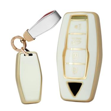 Imagem de TECART Nova capa de porta-chaves para Mitsubishi Outlander 2021 2022 2023 acessórios de capa de chave TPU 4 botões branco