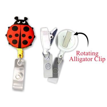 Imagem de Smart Charms Porta-crachá retrátil de borracha macia 3D (Lady Bug)