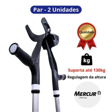 Imagem de Muleta Canadense Fixa Preta Mercur PAR, Preta