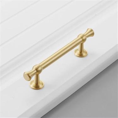 Imagem de Puxador de porta de guarda-roupa moderno simples de luxo de cobre puro, todo em cobre dourado, puxador de gaveta de furo único, ouro escovado 5470,96, CHINA