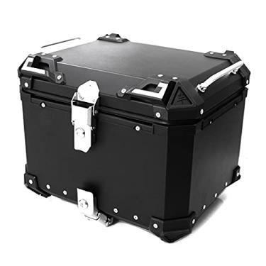 Imagem de Mala de viagem para motocicleta, capa traseira de liga de alumínio 45L, caixa de armazenamento para motocicleta, impermeável, acessórios para motocicleta, capa superior (45L preta)