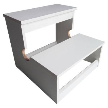 Imagem de Escada 2 Degraus MDF Branco Reforçado 150kg
