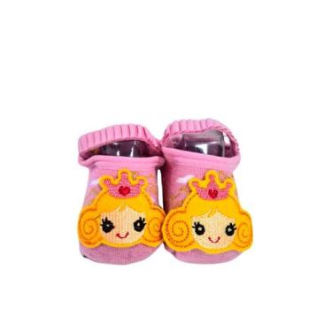 Imagem de Sapatilha p/ bebe 0-15 rosa c/ prencesa amarela  ref-21072002 - LEKE  
