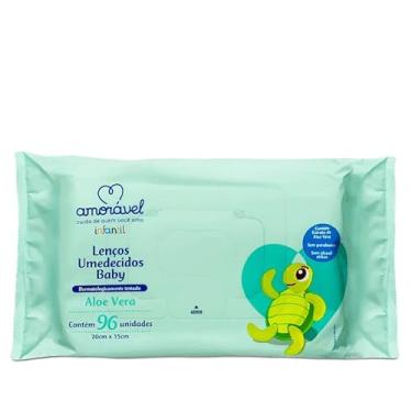 Imagem de Lenço Umedecido Amorável Baby Aloe Vera Caixa com 12 Pacotes c/ 96 Unidades Cada