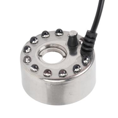 Imagem de Ultrasonic Mist Maker, 12 Color LED Lights Mister Fogger 16 MM Plate Zinc Alloy Humidifier para decoração de Halloween Water Fountain Pond Fogger, Rockery Fishtank Vase Birdbath