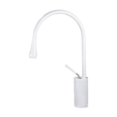 Imagem de Torneira de teto suspensa com gota d'água para banheiro, torneira para banheira, misturador de pia de água quente e fria em latão maciço, torneira curta branca