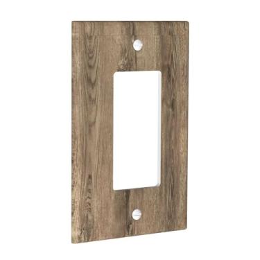 Imagem de Placa de parede com textura vintage de madeira 1 Gang One Rocker/Tomada USB Placa Frontal Decorativa Casa de Fazenda Cabine Celeiro Rústico Country Switchplate Dimmer Decorator Outet Cover Decoração