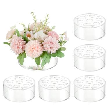 Imagem de Glasseam Vasos de flores de acrílico para centros de mesa: vasos de mesa de centro de mesa para decoração de mesa, conjunto de 6 vasos florais modernos com 20 furos para decoração de mesa de festa e