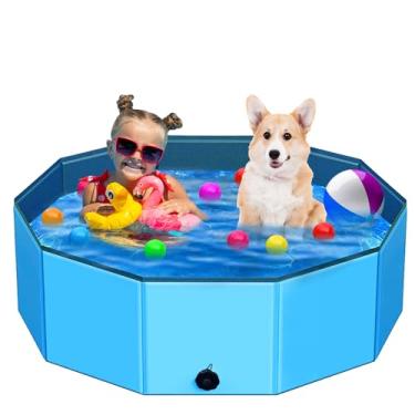 Imagem de STUDESK Piscina dobrável para cães – 122 cm x 30,5 cm, antiderrapante portátil, piscina infantil dobrável de plástico rígido para ambientes externos e internos para animais de estimação, cães, gatos e