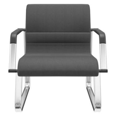 Imagem de Cadeira de Escritório Recepção com Braço Fixa Cromada Lev P03 Crepe Pr