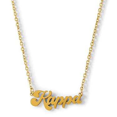 Imagem de Sorority Shop Colar Kappa Kappa Gamma — Design de fonte retrô com revestimento de ouro 18K, presentes Kappa Kappa Gamma para mulheres, One Size, Aço inoxidável, Sem Pedra Preciosa