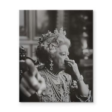 Imagem de B.B.F MAKE Arte de parede em tela emoldurada engraçada decoração de banheiro Queen cobre seu nariz e pontos para você, impressão de pôster, pinturas a óleo humorísticas, arte moderna para sala de