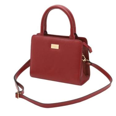 Imagem de Bolsa Feminina de Couro Mariart Maia, Cereja