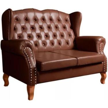 Imagem de Sofá Chesterfield 2 Lugares Imperador Vintage Retrô Capitonê Couro Mar