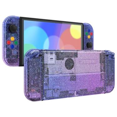 Imagem de eXtremeRate Conjunto completo de botões de concha DIY para Nintendo Switch OLED, placa traseira de console de substituição e suporte personalizado para Nintendo Switch OLED JoyCon - Bluebell