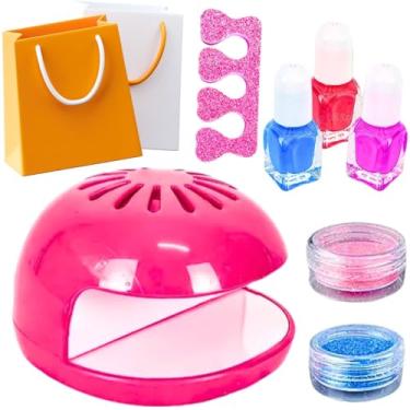Imagem de Kit brinquedo manicure infantil pedicure salão de beleza faz de conta esmalte glitter brilhante para unha decoração presente dia das crianças aniversário menina 5 anos natal