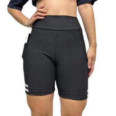 Imagem de Bermuda Suplex Ciclista short shorts corrida Academia Gym Bolso Latera