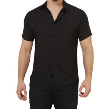 Imagem de Camisa De Botão Masculina Manga Curta Social Verão Slim - Mitchelgutto