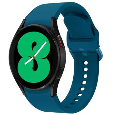 Imagem de KIMAIXA Compatível com Samsung Galaxy Watch 5 de 40 mm, 44 mm/5 Pro, 45 mm/4 44 mm, 40 mm/Galaxy Watch 4 Classic 42 mm e 46 mm, pulseira esportiva de silicone macio para mulheres e homens, pulseira de substituição azul estrela