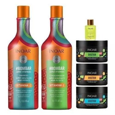 Imagem de Kit Bombar Shampoo e Condicionador 1 Litro + Kit Doctor + Óleo de Arga
