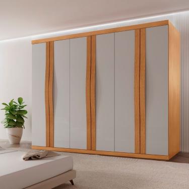 Imagem de Guarda Roupa Casal Rommeo 100%mdf 6pts 6gvts Moderna Mobília Naturalle/off White