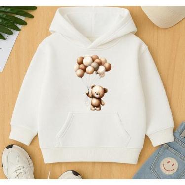 Imagem de Moletom Canguru Infantil Estampa Urso Balões Pelúcia Desenho Blusa De 