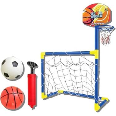 Imagem de Golzinho + Cesta de Basquete Infantil 2 em 1 | Com Bola, Bomba e Rede – Movimento, Diversão e Desenvolvimento em Dobro!