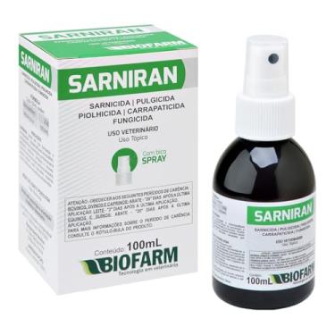 Imagem de Sarniran P/Cães e Gatos 100ml Spray Sarnas, Pulgas, Piolhos, Carrapatos- Biofarm