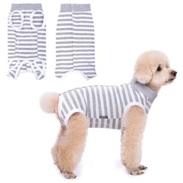 Imagem de Coppthinktu Traje de recuperação para cães após a cirurgia, macacão de recuperação de cirurgia para fêmea, macacão de pijama cirúrgico macio para filhote para evitar lamber o cone alternativo