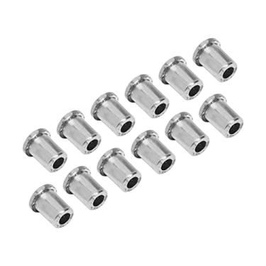 Imagem de Acouto 12pcs Premium Metal Guitar Ferrules para Guitarra Elétrica - Buchas de Cordas Com Acabamento Brilhante e Ressonância Aprimorada (Prata)