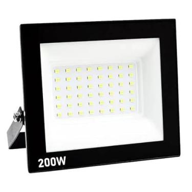 Imagem de Refletor LED 200W, Holofote Bivolt, Branco Frio, 21x18cm, Ângulo 120°