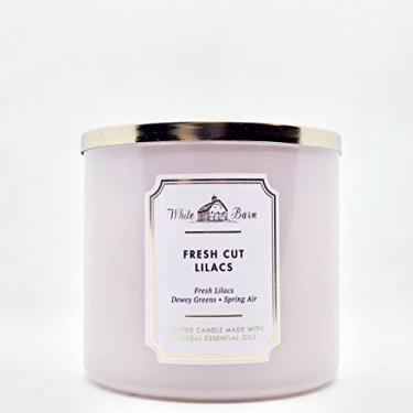 Imagem de Bath and Body Works, White Barn Vela de 3 pavios com óleos essenciais - 411 g - Aromas essenciais 2021! (lilases frescos cortados)