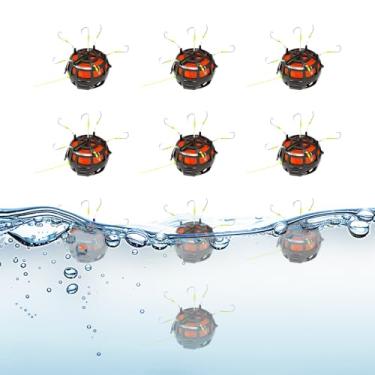 Imagem de Gaiola de isca para pesca | Gaiola de isca inferior reversa com 6 anzóis, equipamento giratório de 360 graus para lagos, , lagoas, reservatórios, carpas